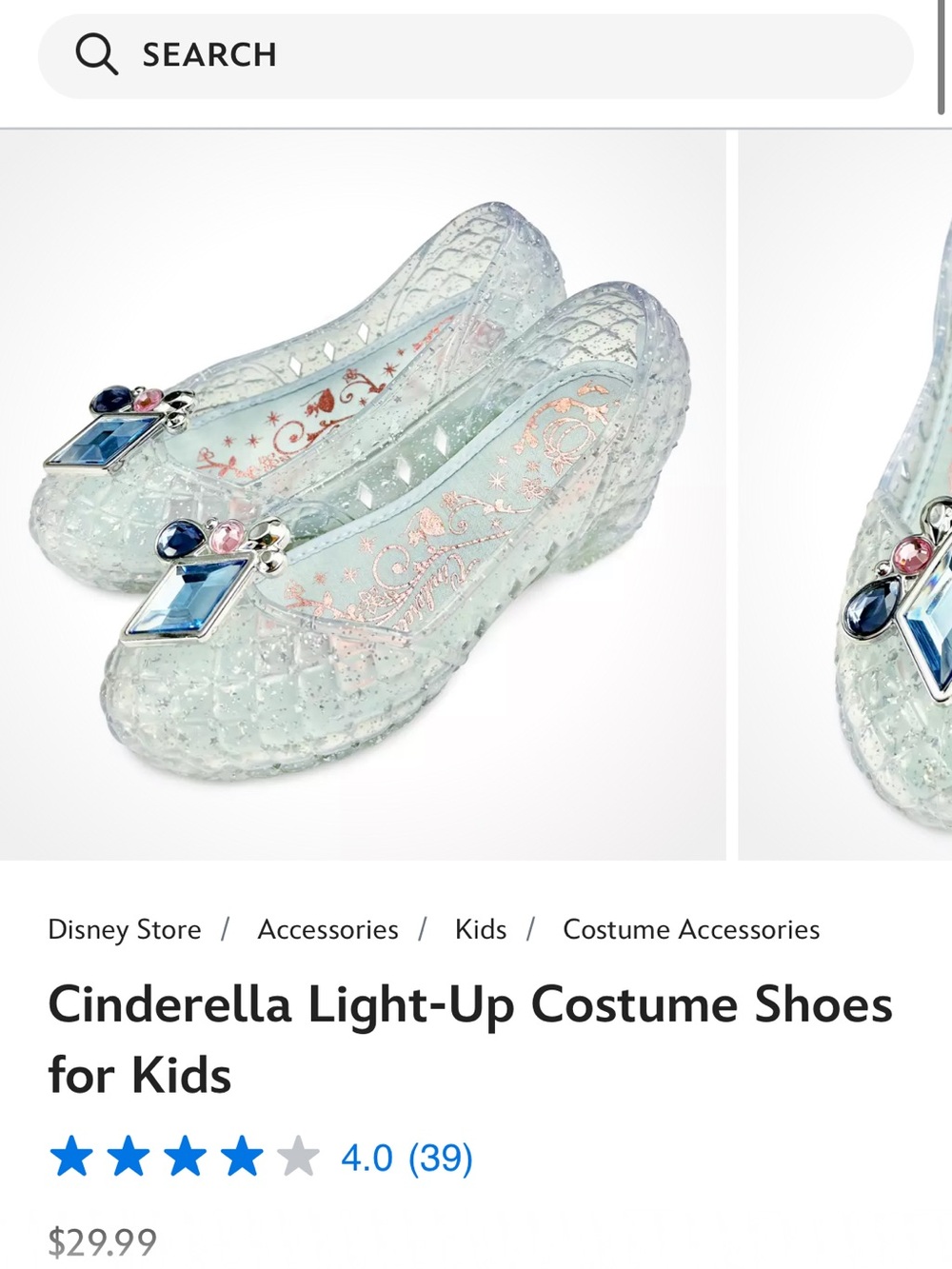 Disney Clear Crystal-Look Kids Dress Shoes with Blue and Pink Gems